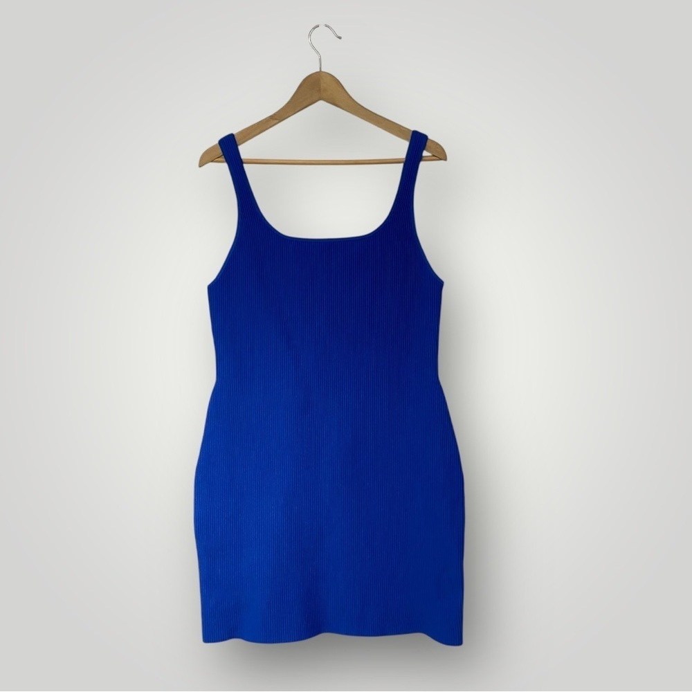 Aritzia Babaton Sculpt Knit Squareneck Mini Dress‎ in Cobalt Blue Sz XL